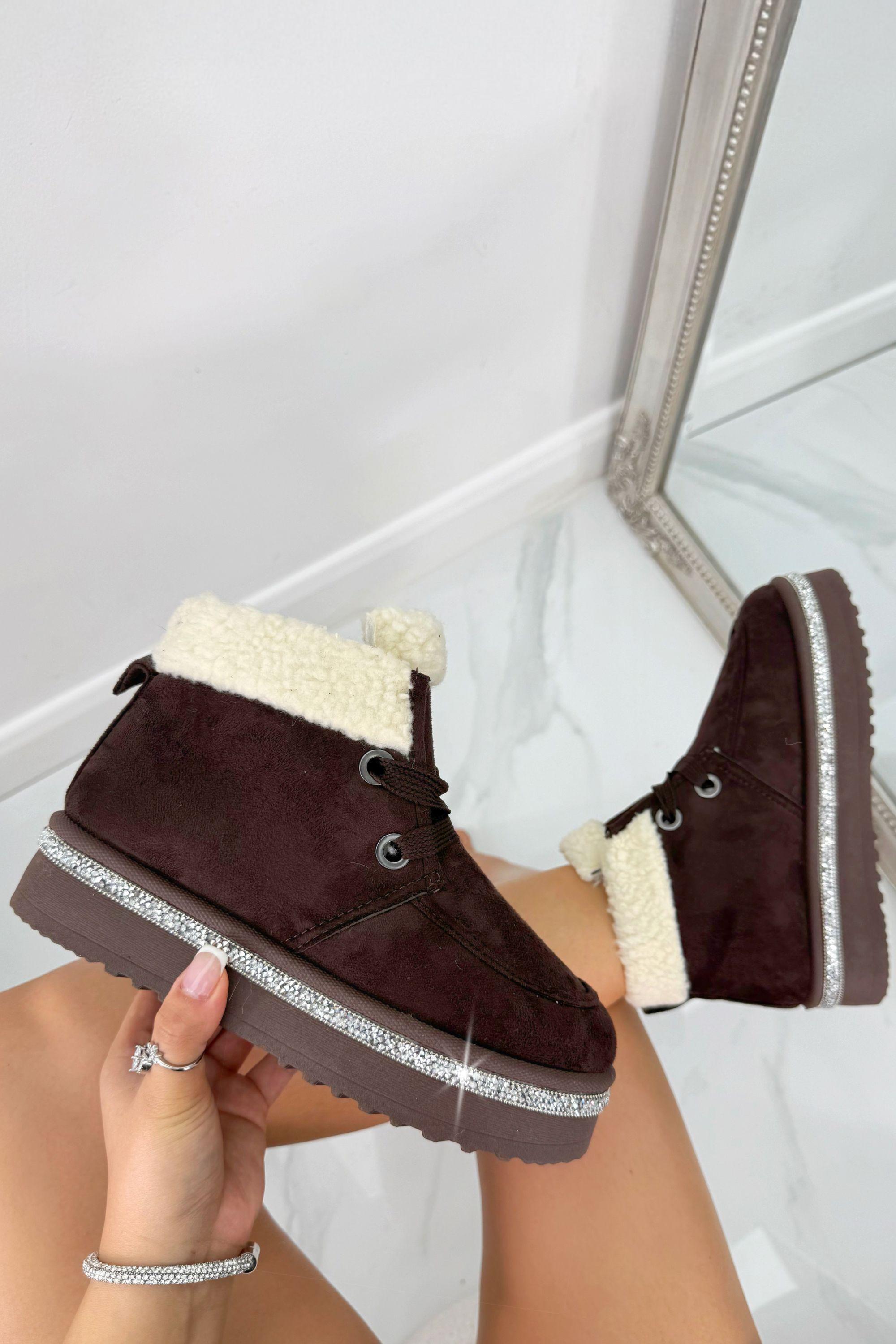 Crystal Luxe Lodge Faux Fur Lined Boots by LOVE LEMONADE