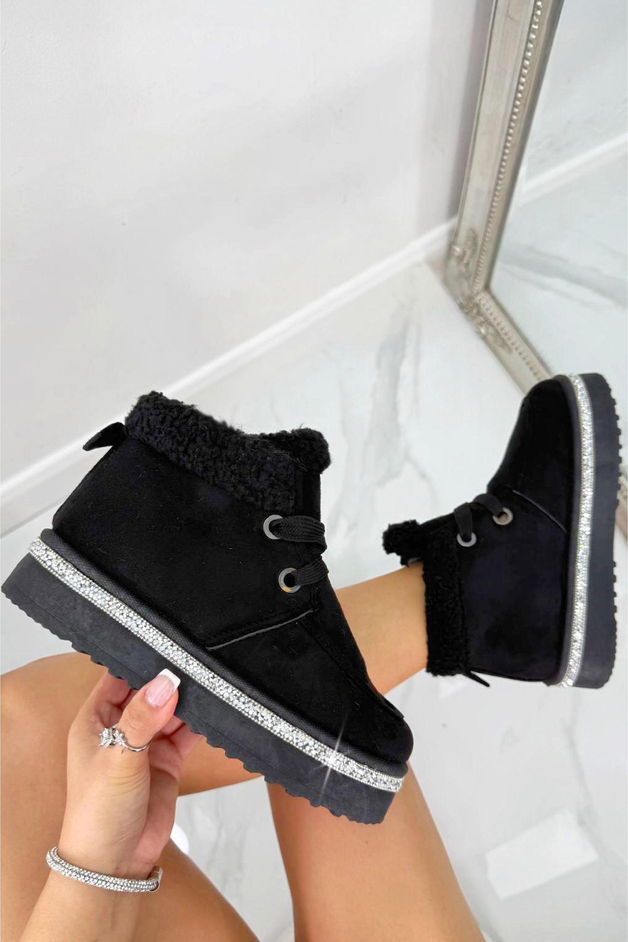 Crystal Luxe Lodge Faux Fur Lined Boots by LOVE LEMONADE