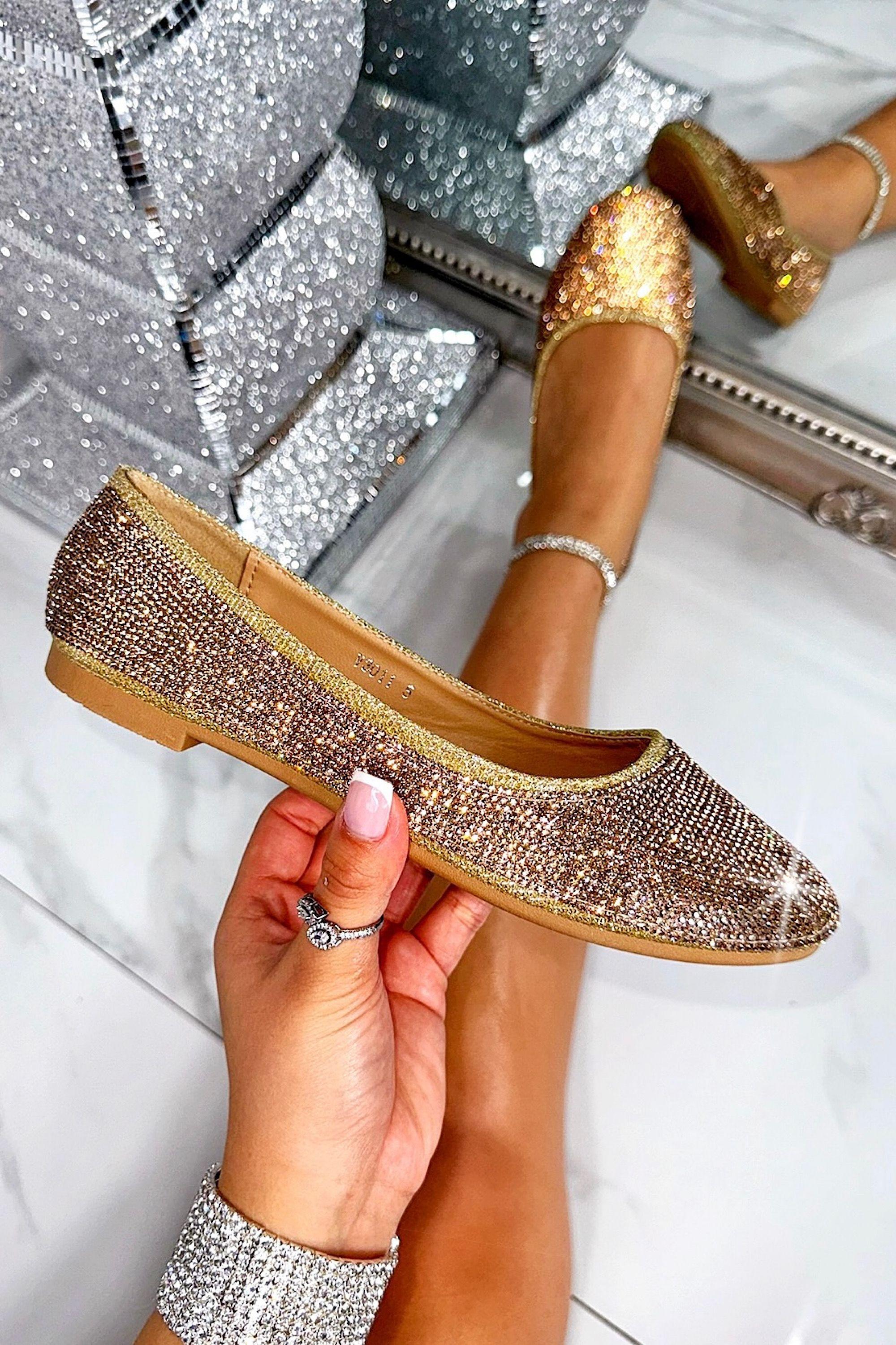 Crystal Stardust Flat Dolly Shoes by LOVE LEMONADE