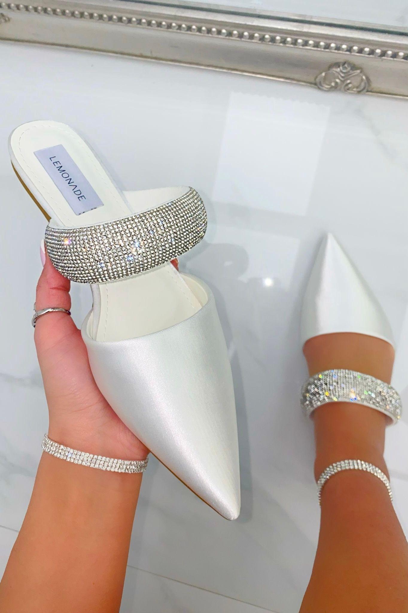 Crystal Strap Pointed Toe Sliders by LOVE LEMONADE