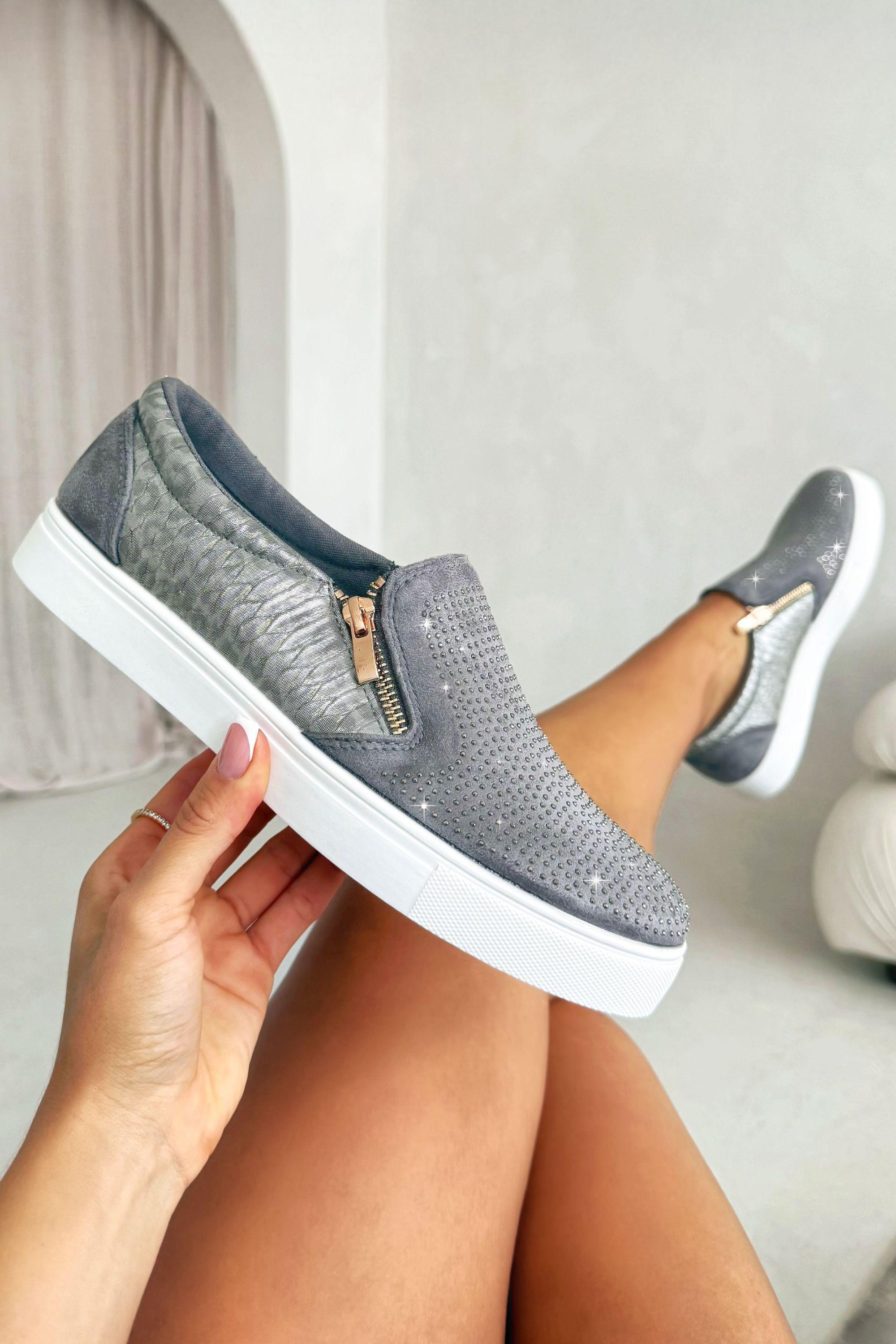 Crystal Suede Zip Pumps Trainers by LOVE LEMONADE