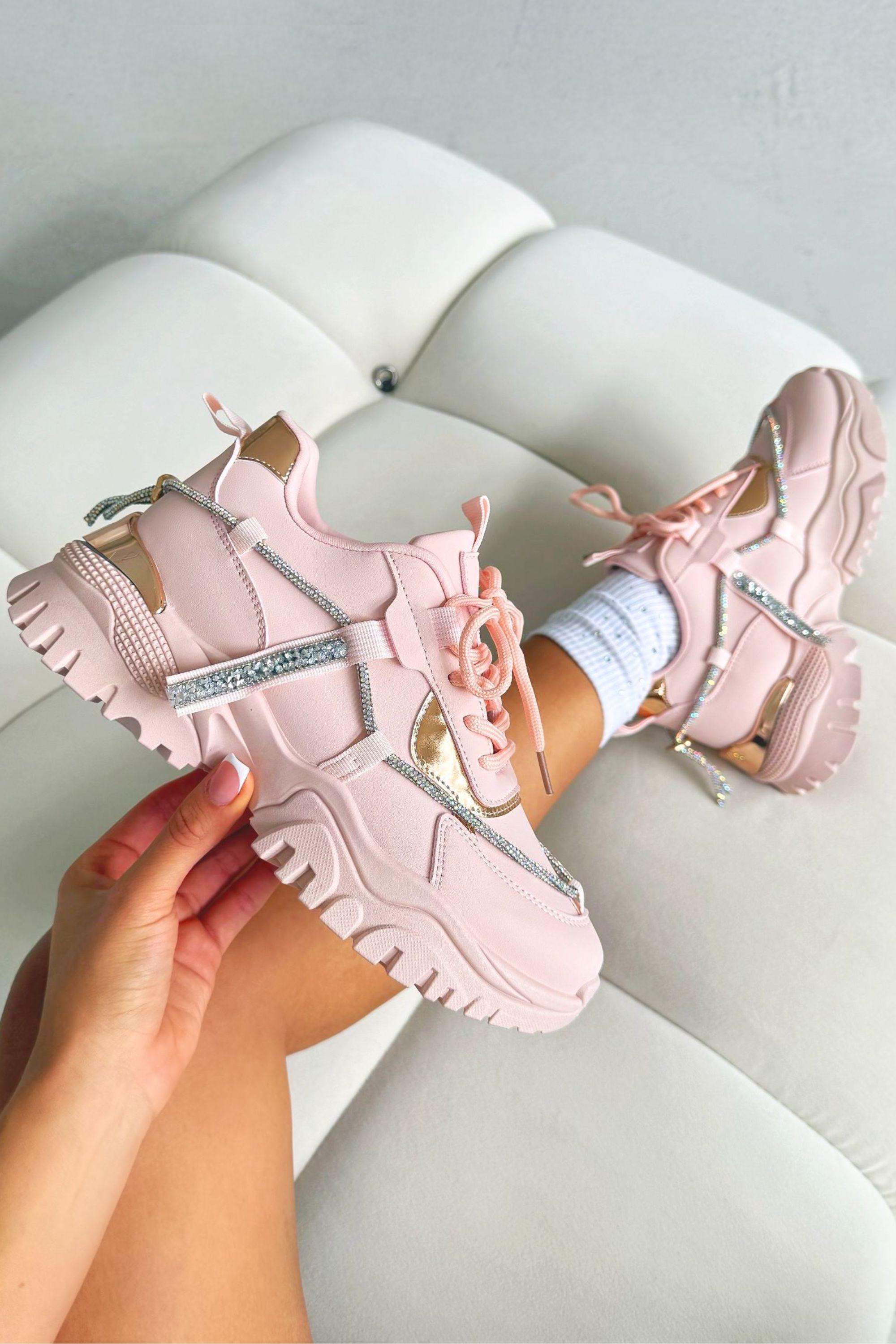 Crystal Track Luxe Chunky Trainers by LOVE LEMONADE