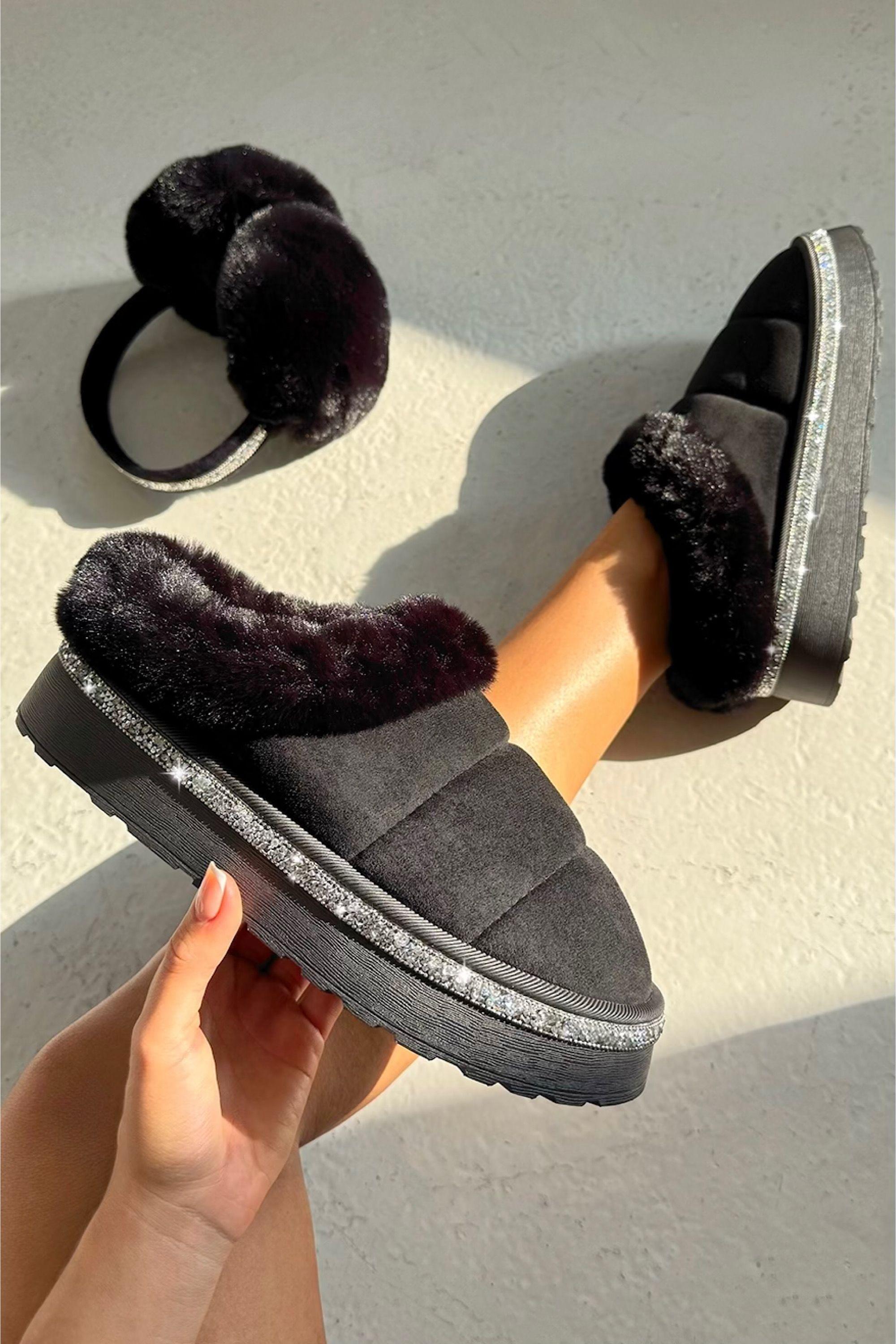 Crystal Trim Soft Touch Slippers by LOVE LEMONADE