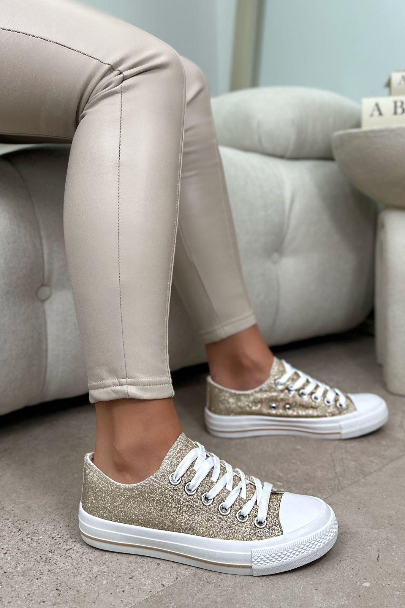 Sparkly Glitter Canvas Lace Up Trainers by LOVE LEMONADE