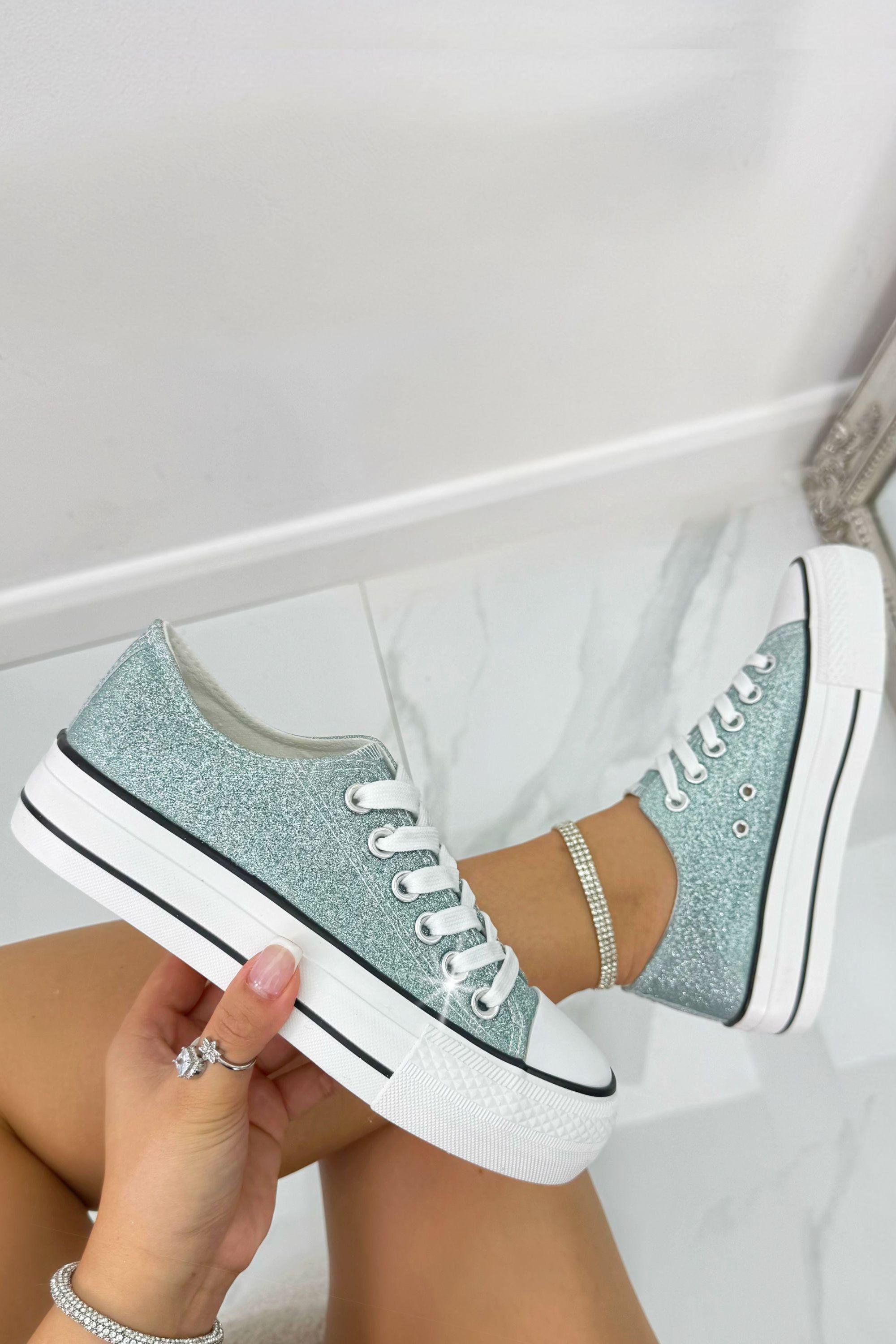 Sparkly Glitter Canvas Trainers by LOVE LEMONADE
