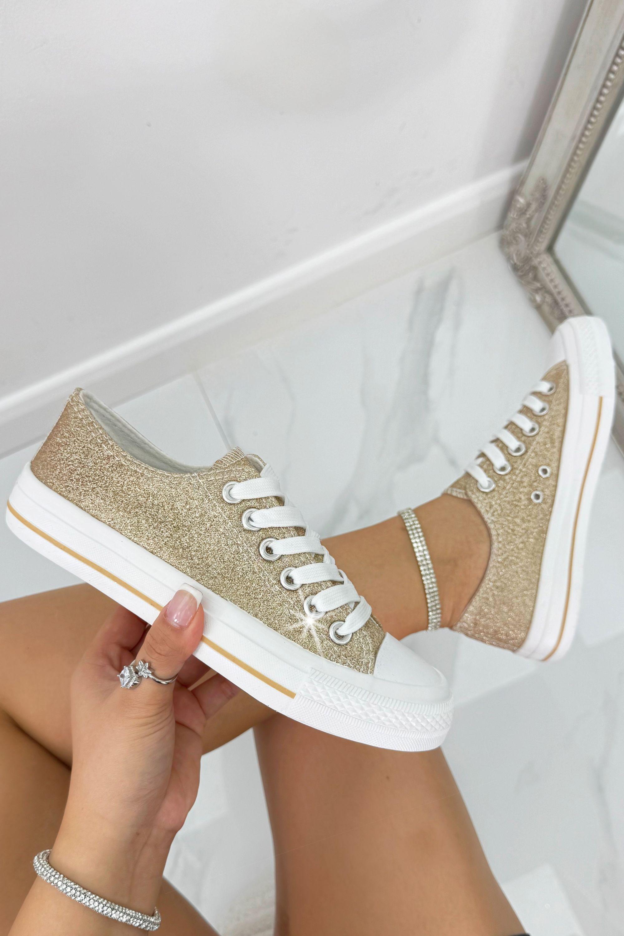 Sparkly Glitter Canvas Trainers by LOVE LEMONADE