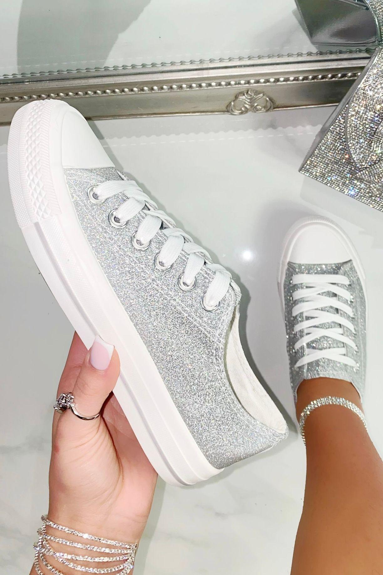 Sparkly Glitter Canvas Trainers by LOVE LEMONADE