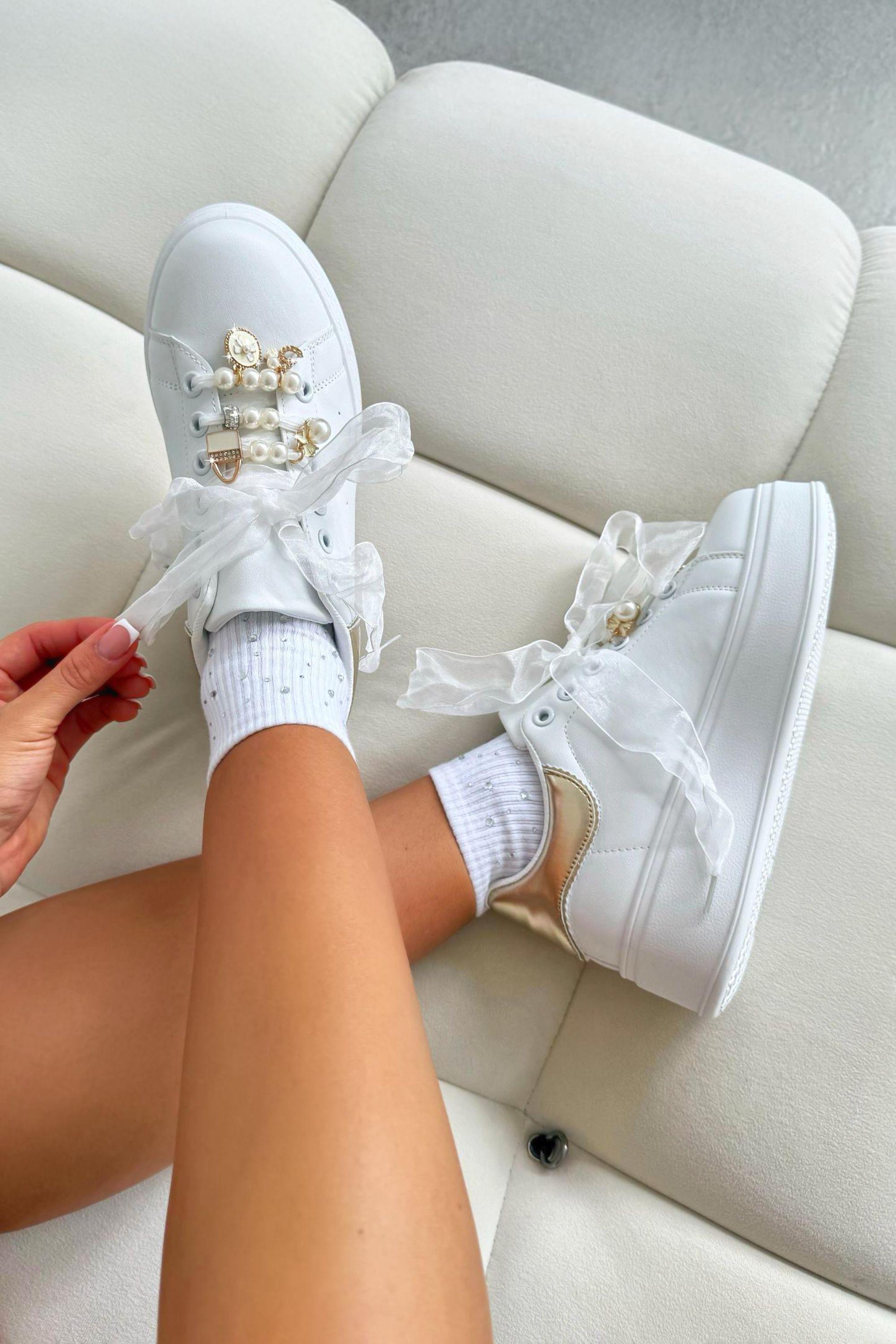 Sparkly Pearl Charm Trainers by LOVE LEMONADE