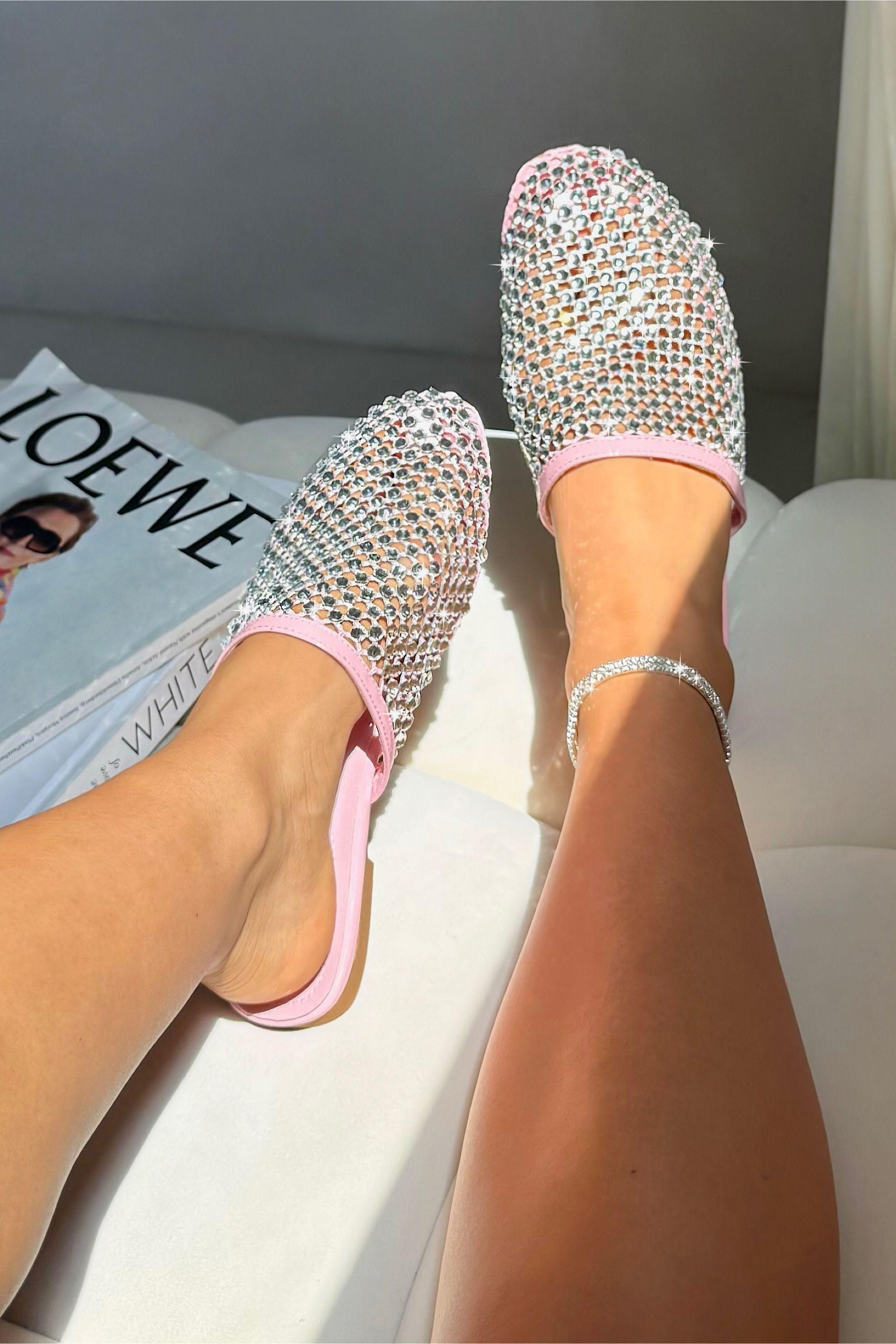 Sparkly Prism Glow Mule Sliders by LOVE LEMONADE