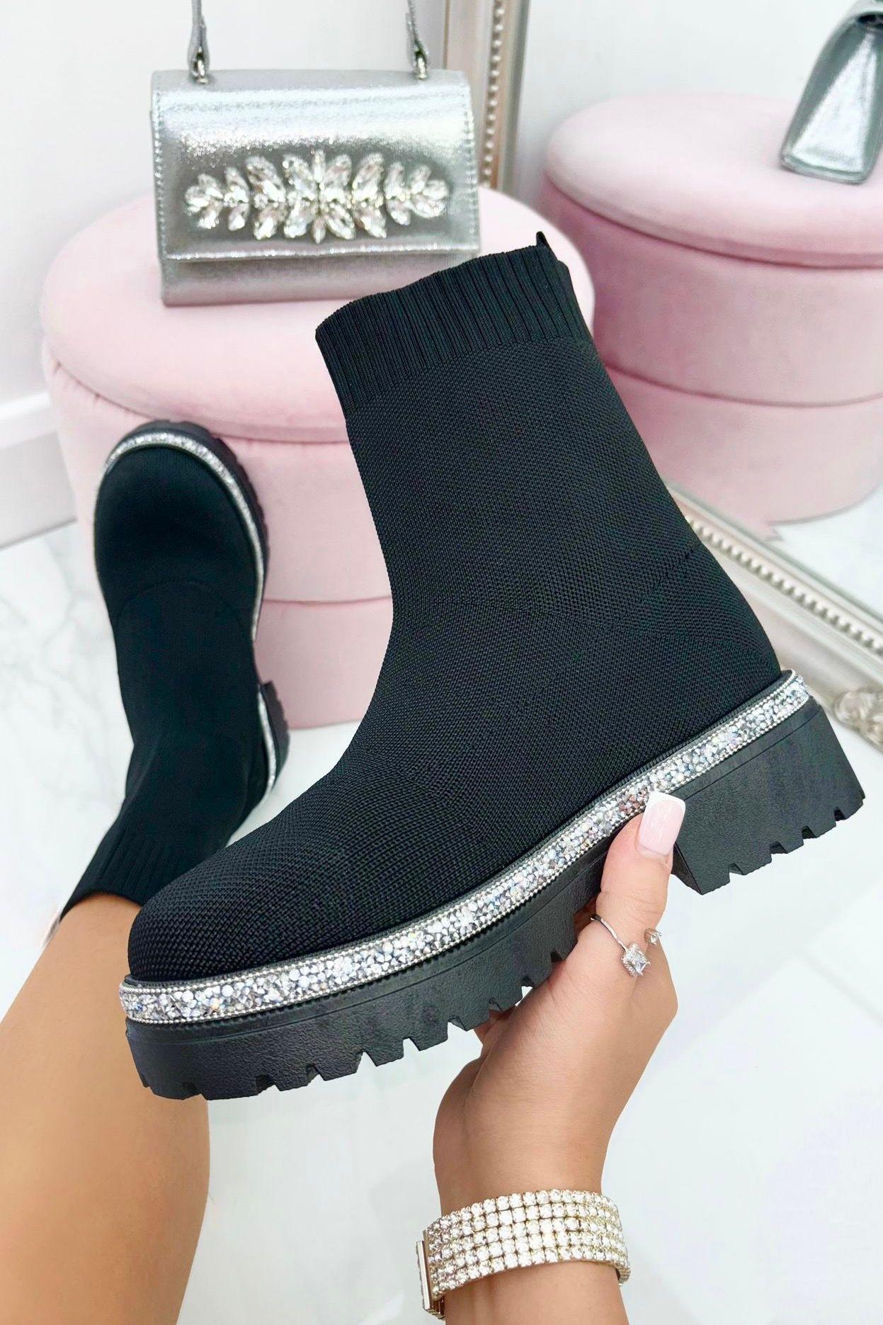 Sparkly Stretch Chunky Sock Boots by LOVE LEMONADE