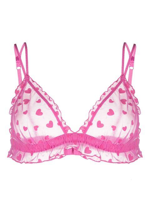 heart-print semi-sheer bralette by LOVE STORIES