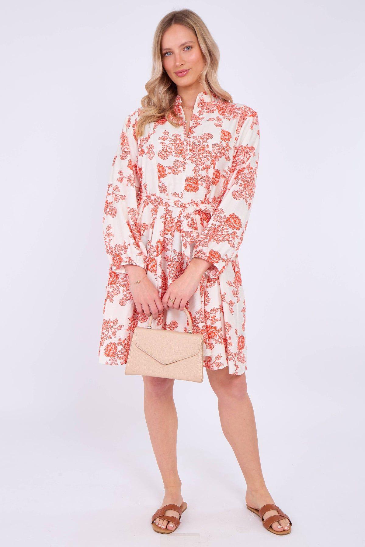 Red Floral Print Flared Hem Mini Dress by LOVE SUNSHINE