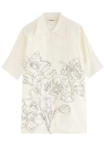 Embroidered silk-satin shirt by LOVEBIRDS