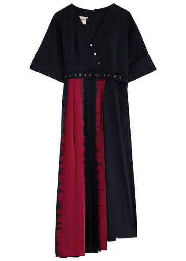 Shogun belted woven midi dress by LOVEBIRDS