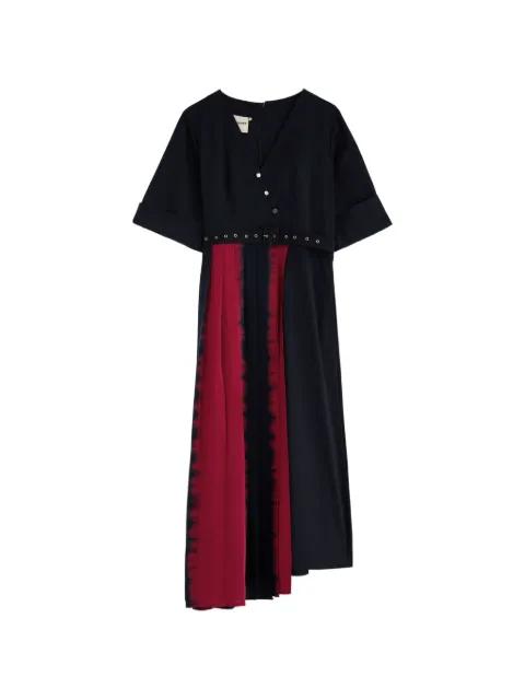 Shogun knife-pleated belted midi dress by LOVEBIRDS