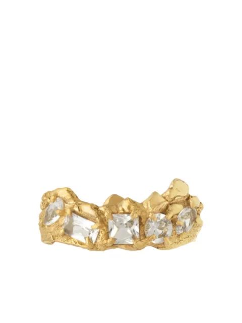 Maria 18K gold plated textured sapphire ring by LOVENESS LEE