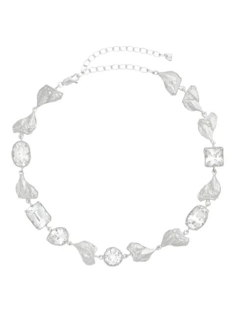 Mea sterling silver leaf-shaped crystal necklace by LOVENESS LEE