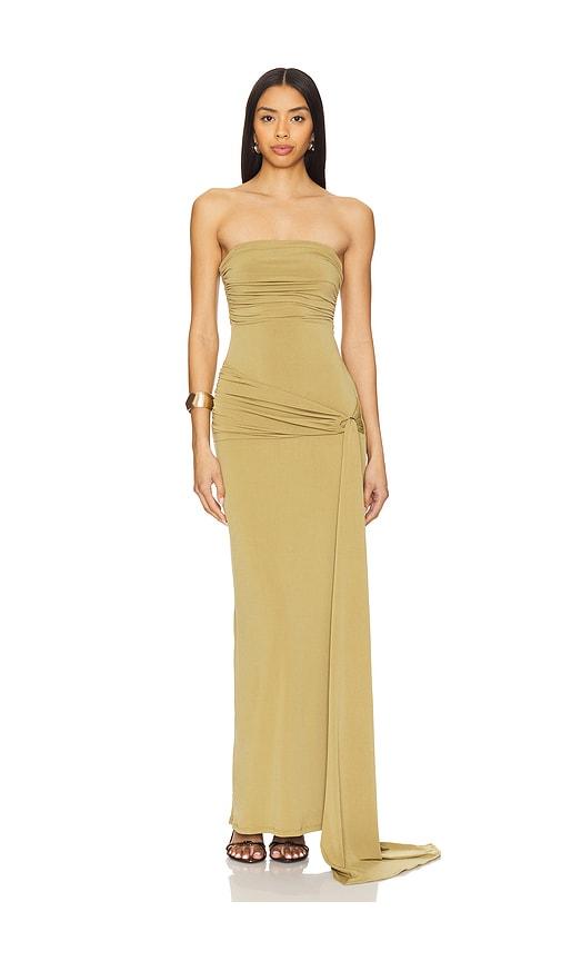 Lovers and Friends Adley Gown in Olive by LOVERS&FRIENDS