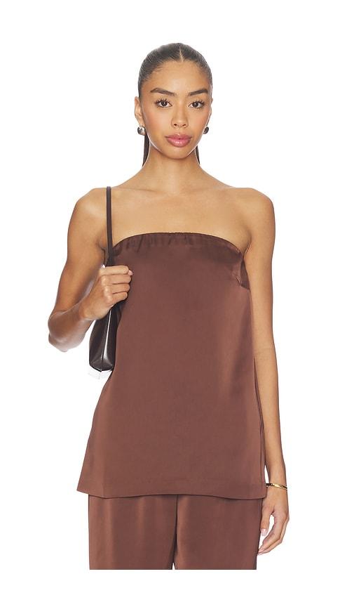 Lovers and Friends Alette Satin Top in Chocolate by LOVERS&FRIENDS
