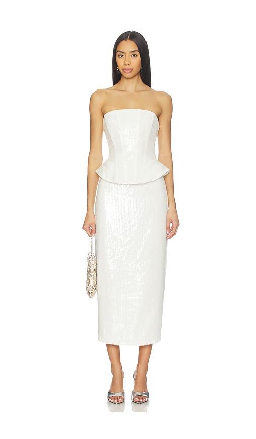 Lovers and Friends Alexia Sequin Midi Dress in White by LOVERS&FRIENDS