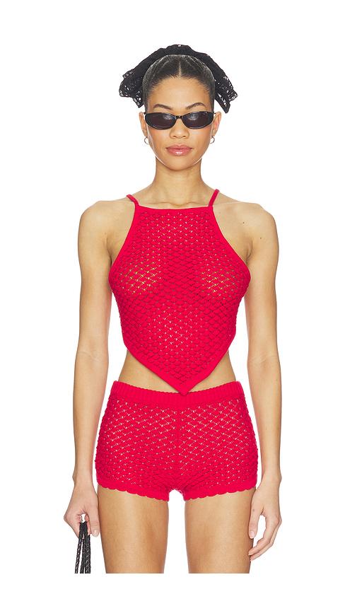 Lovers and Friends Daniella Pointelle Tie-Back Tank in Red by LOVERS&FRIENDS