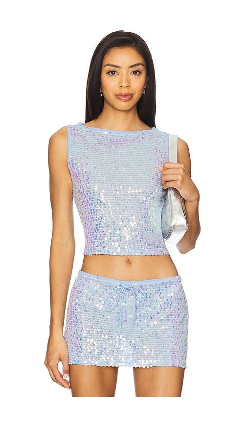 Lovers and Friends Erin Sequin Top in Baby Blue by LOVERS&FRIENDS