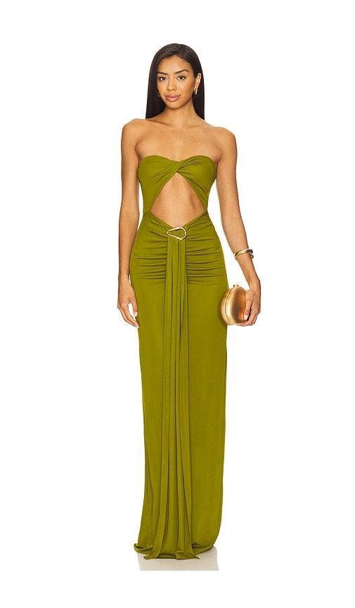 Lovers and Friends Farrah Gown in Olive by LOVERS&FRIENDS