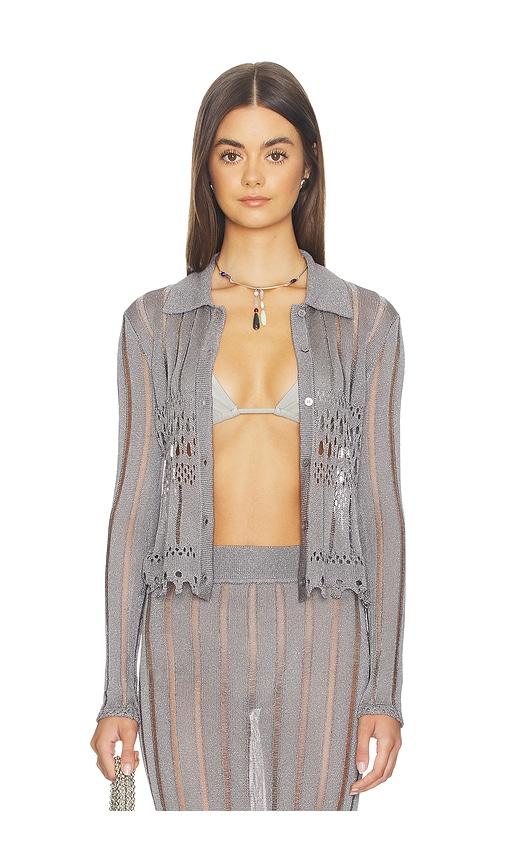 Lovers and Friends Francie Metallic Cardigan in Metallic Silver by LOVERS&FRIENDS