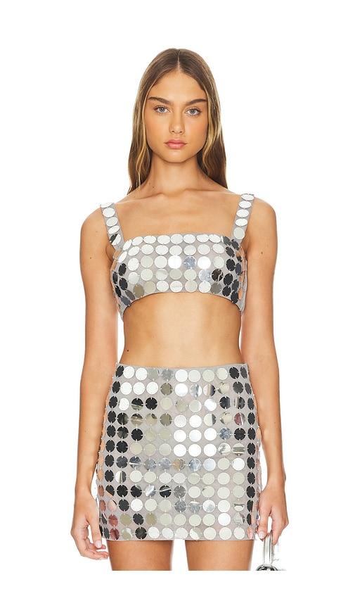 Lovers and Friends Gilles Sequin Crop Top in Metallic Silver by LOVERS&FRIENDS