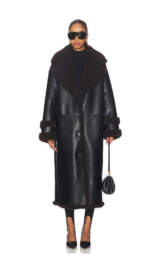 Lovers and Friends Irving Faux Leather Coat in Black by LOVERS&FRIENDS