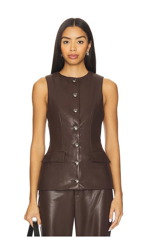 Lovers and Friends Jordan Faux Leather Top in Brown by LOVERS&FRIENDS