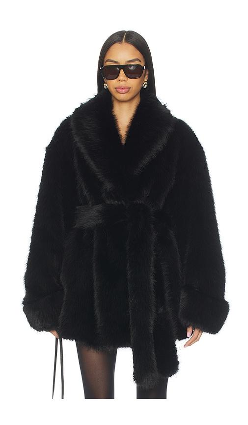 Lovers and Friends Margot Faux Fur Coat in Black by LOVERS&FRIENDS