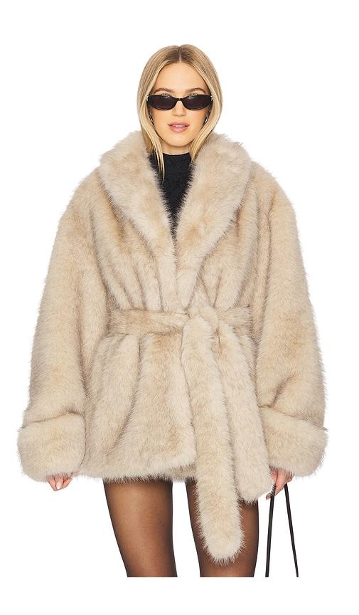 Lovers and Friends Margot Faux Fur Coat in Neutral by LOVERS&FRIENDS