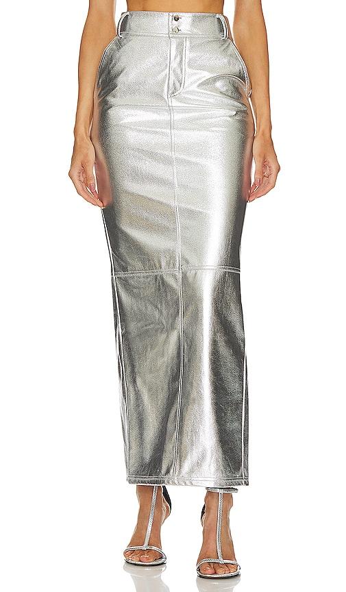 Lovers and Friends Monique Faux Leather Maxi Skirt in Metallic Silver by LOVERS&FRIENDS