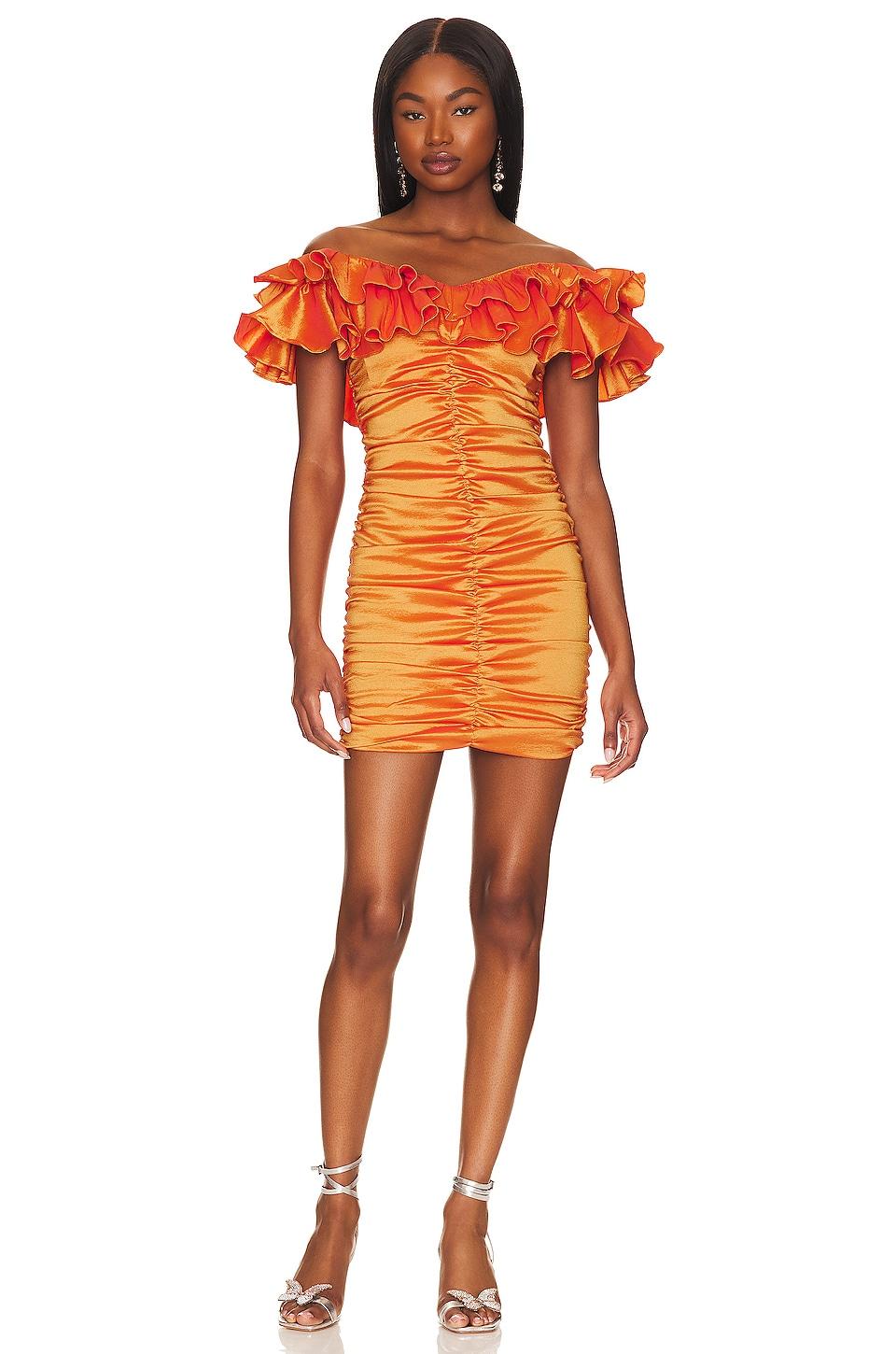 Lovers and Friends Nikolina Ruched Dress in Orange by LOVERS&FRIENDS Lovers and Friends Nikolina Ruched Dress in Orange by LOVERS&FRIENDS