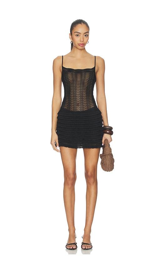 Lovers and Friends Oliviyah Wavy Knit Mini Dress in Black by LOVERS&FRIENDS