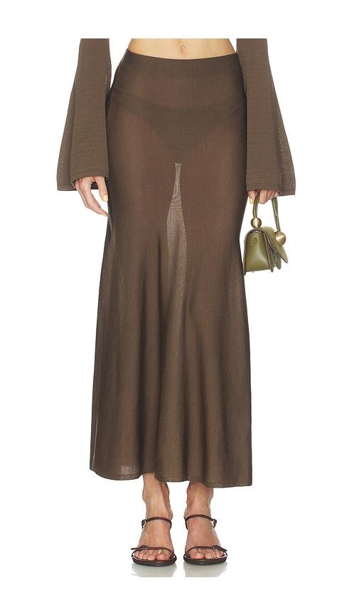 Lovers and Friends Paisleigh Knit Midi Skirt in Brown by LOVERS&FRIENDS