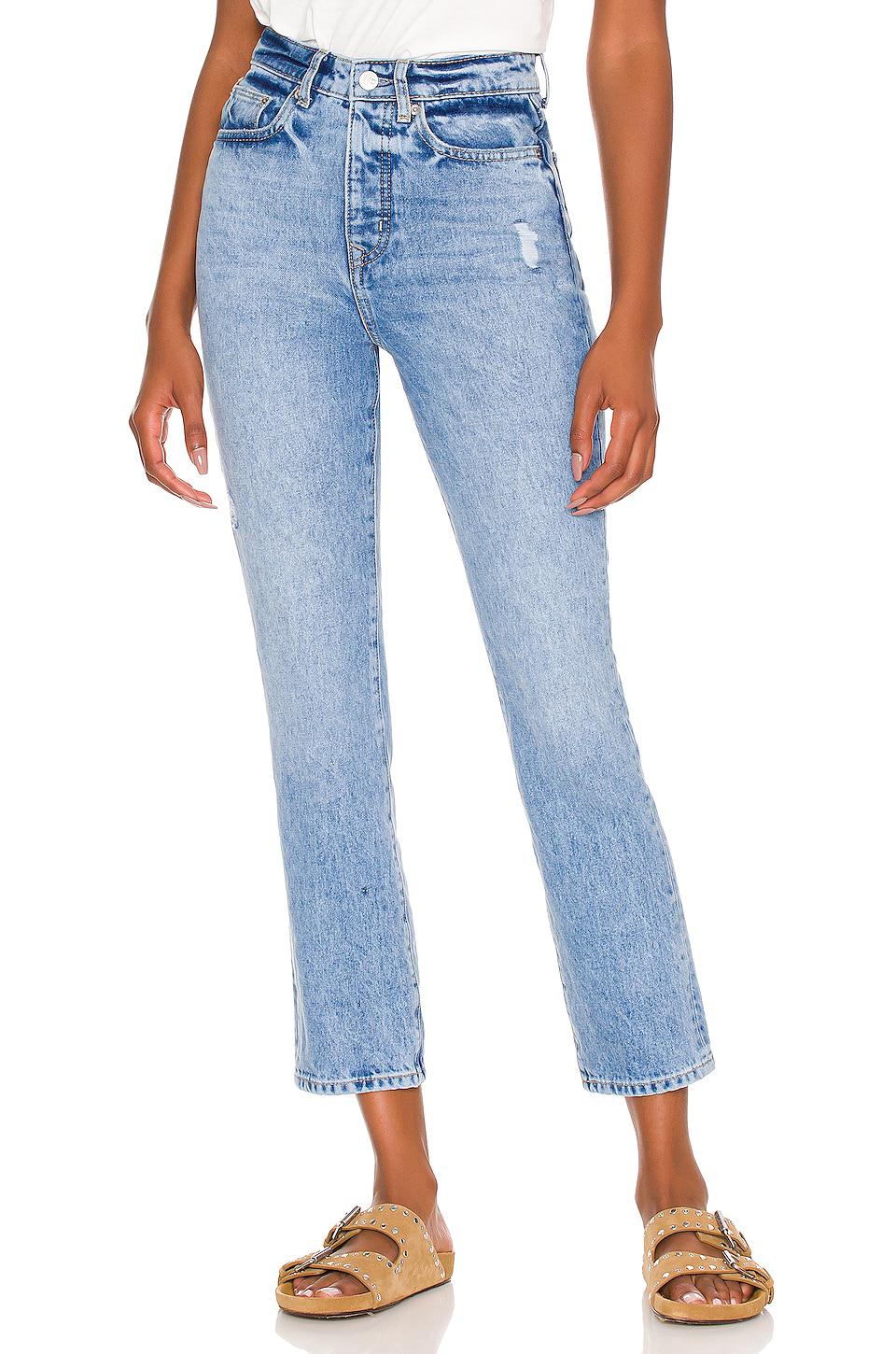 Lovers and Friends Reece High Rise Slim Straight Jeans in Denim-Medium by LOVERS&FRIENDS