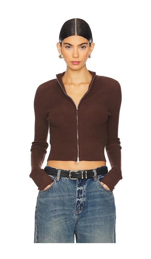 Lovers and Friends Roxana Zip Sweater in Brown by LOVERS&FRIENDS