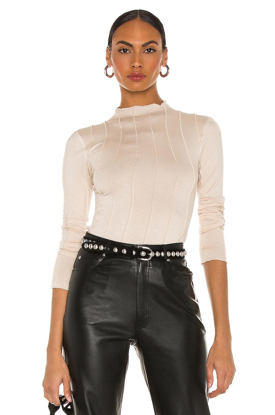 Lovers and Friends Seamed Long Sleeve Top in Beige by LOVERS&FRIENDS