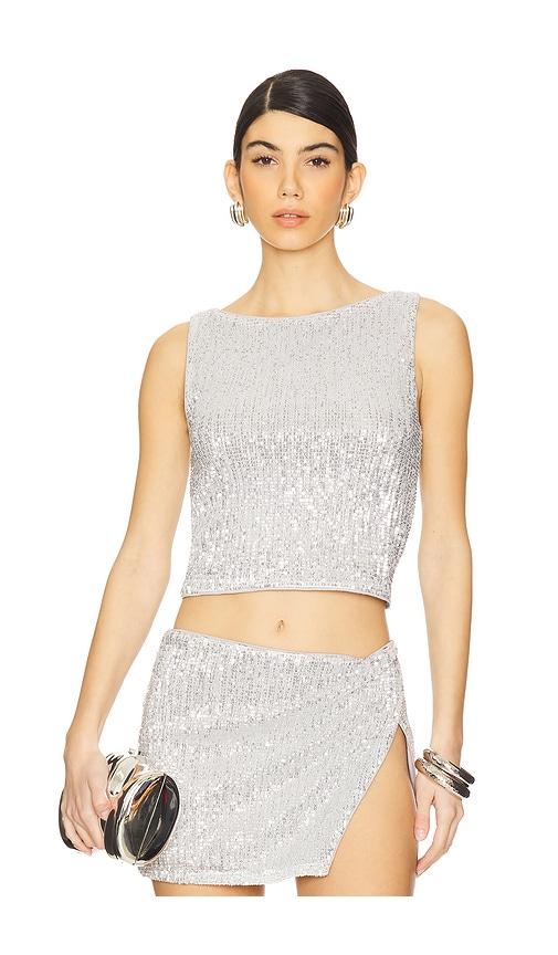 Lovers and Friends Selma Top in Metallic Silver, grey by LOVERS&FRIENDS