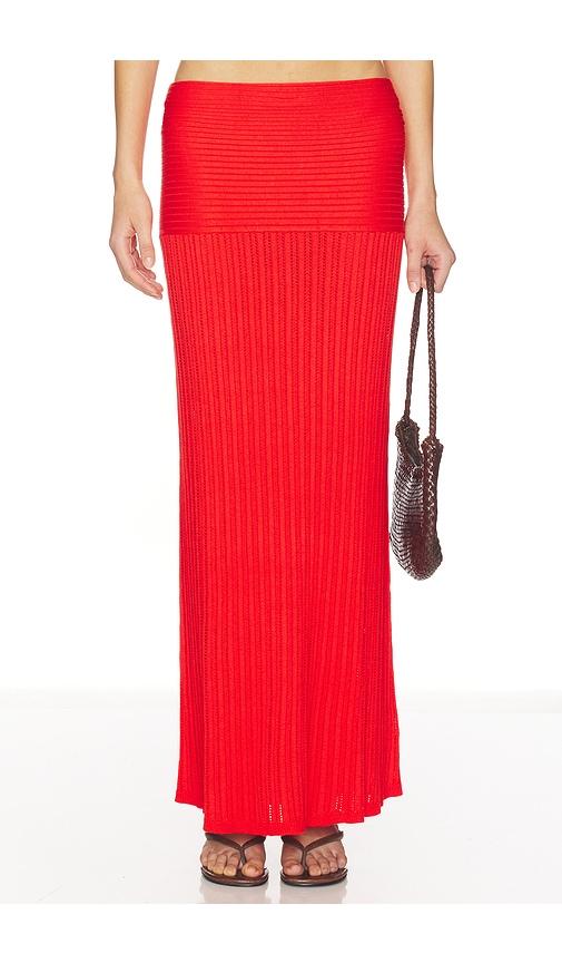 Lovers and Friends Shania Pointelle Maxi Skirt in Red by LOVERS&FRIENDS
