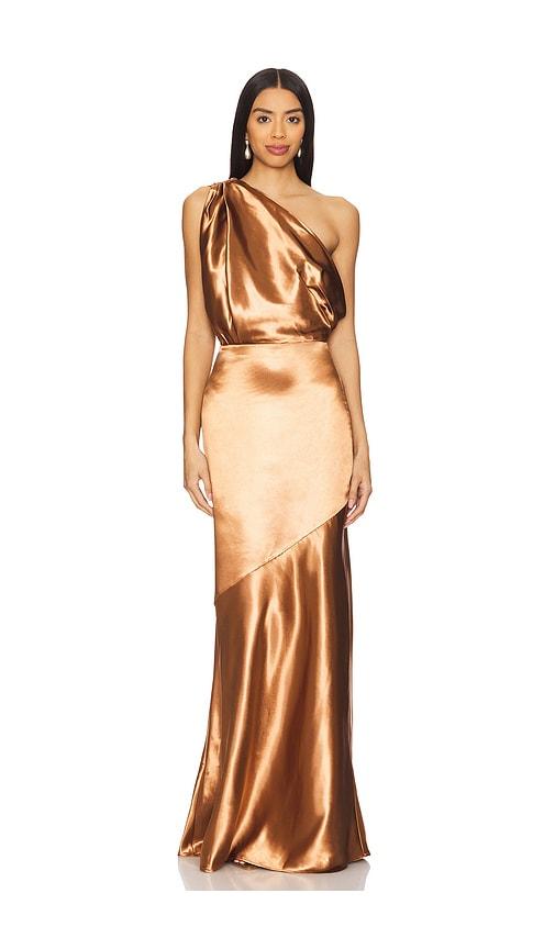 Lovers and Friends Sheridan Gown in Metallic Copper by LOVERS&FRIENDS
