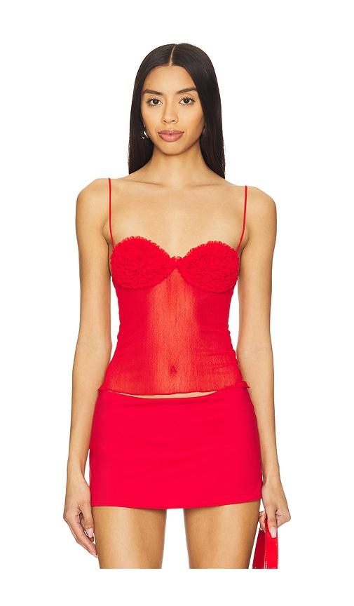 Lovers and Friends Steph Sheer Top in Red by LOVERS&FRIENDS