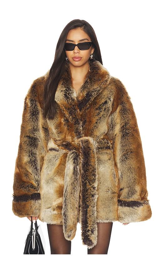 Lovers and Friends x Emma Leger Margot Faux Fur Coat in Brown by LOVERS&FRIENDS