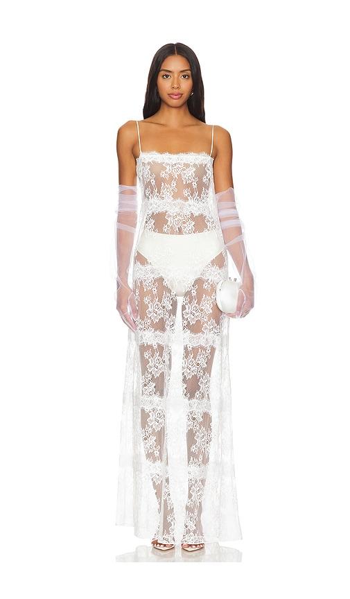 Lovers and Friends x Maggie MacDonald Millie Sheer Maxi Dress in White by LOVERS&FRIENDS