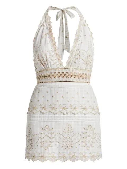 Aventine guipir embroidered mini dress by LOVESHACKFANCY