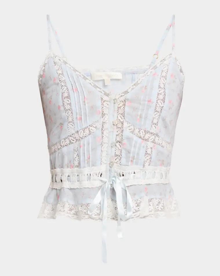 Avra Lace-Trim Tank Top by LOVESHACKFANCY