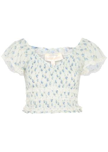 Beaming floral-print smocked cotton top by LOVESHACKFANCY
