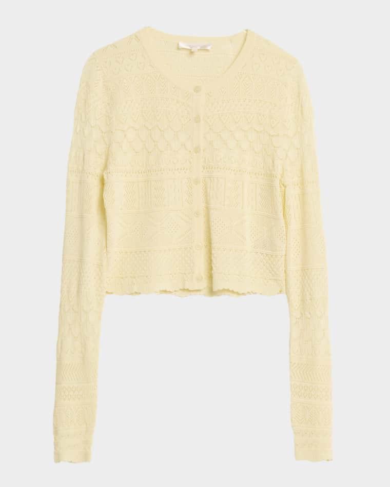 Brigette Pointelle Knit Cardigan by LOVESHACKFANCY